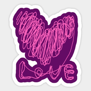 love, heart, happy valentine day, one line drawing Sticker